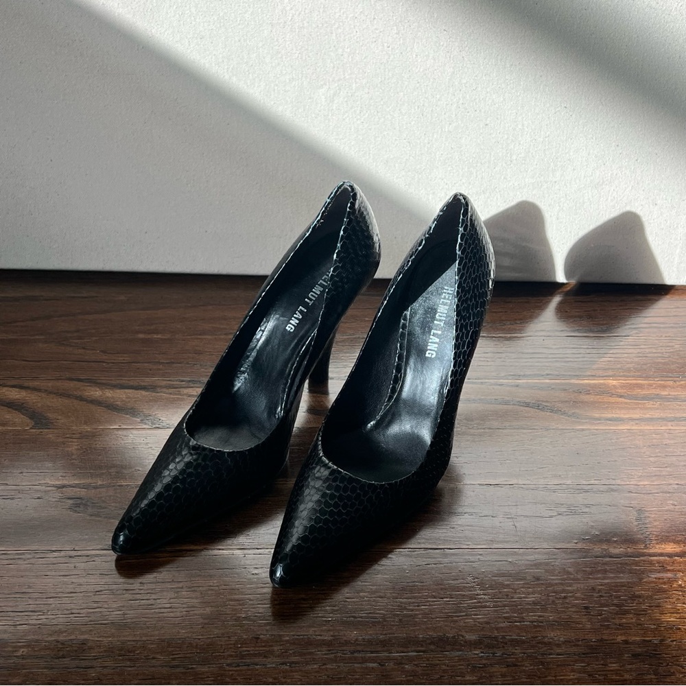 Helmut Lang Pointed Toe Crocodile Leather Heels